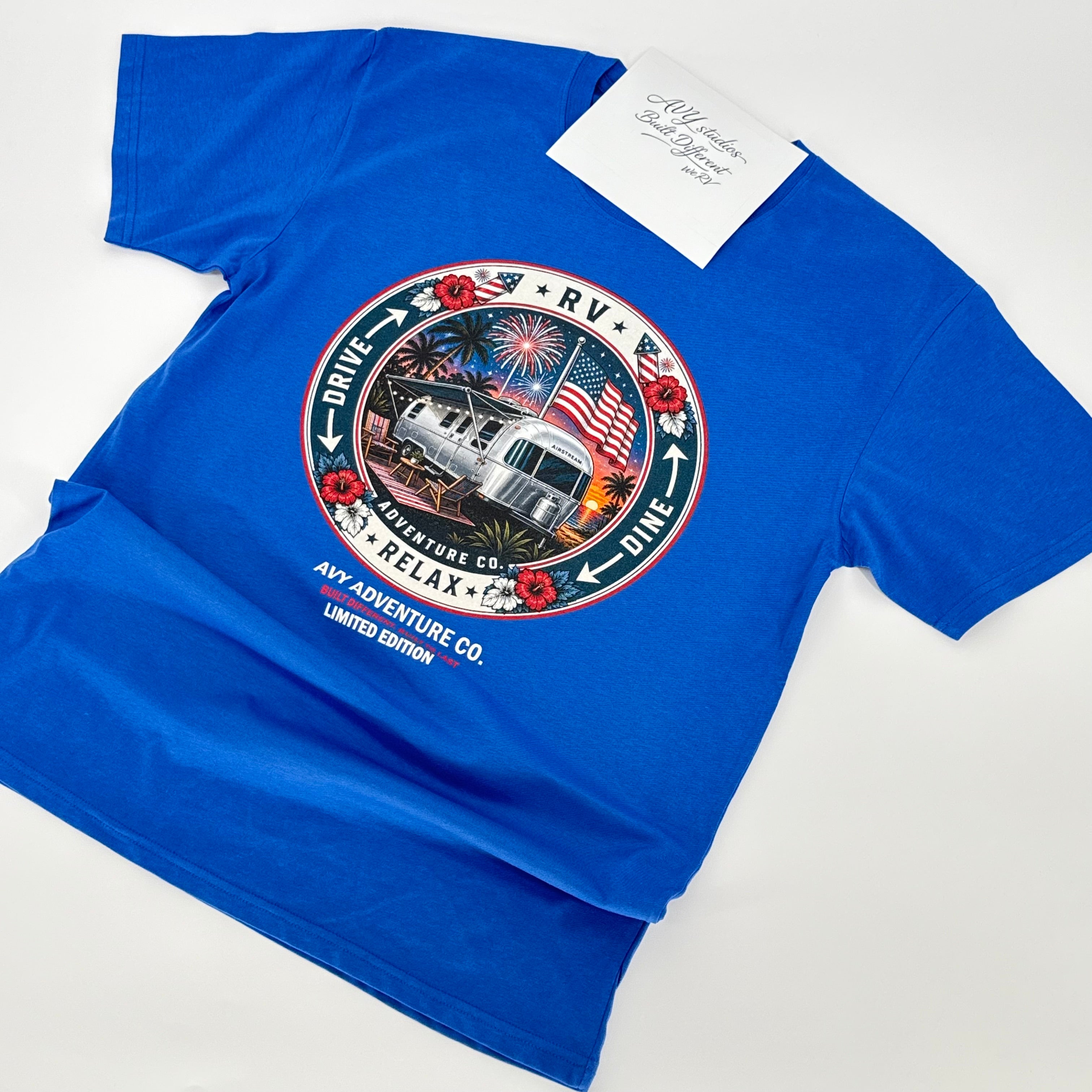 AVY Adventure Co. 4th of July Airstream RV Tee - Blue