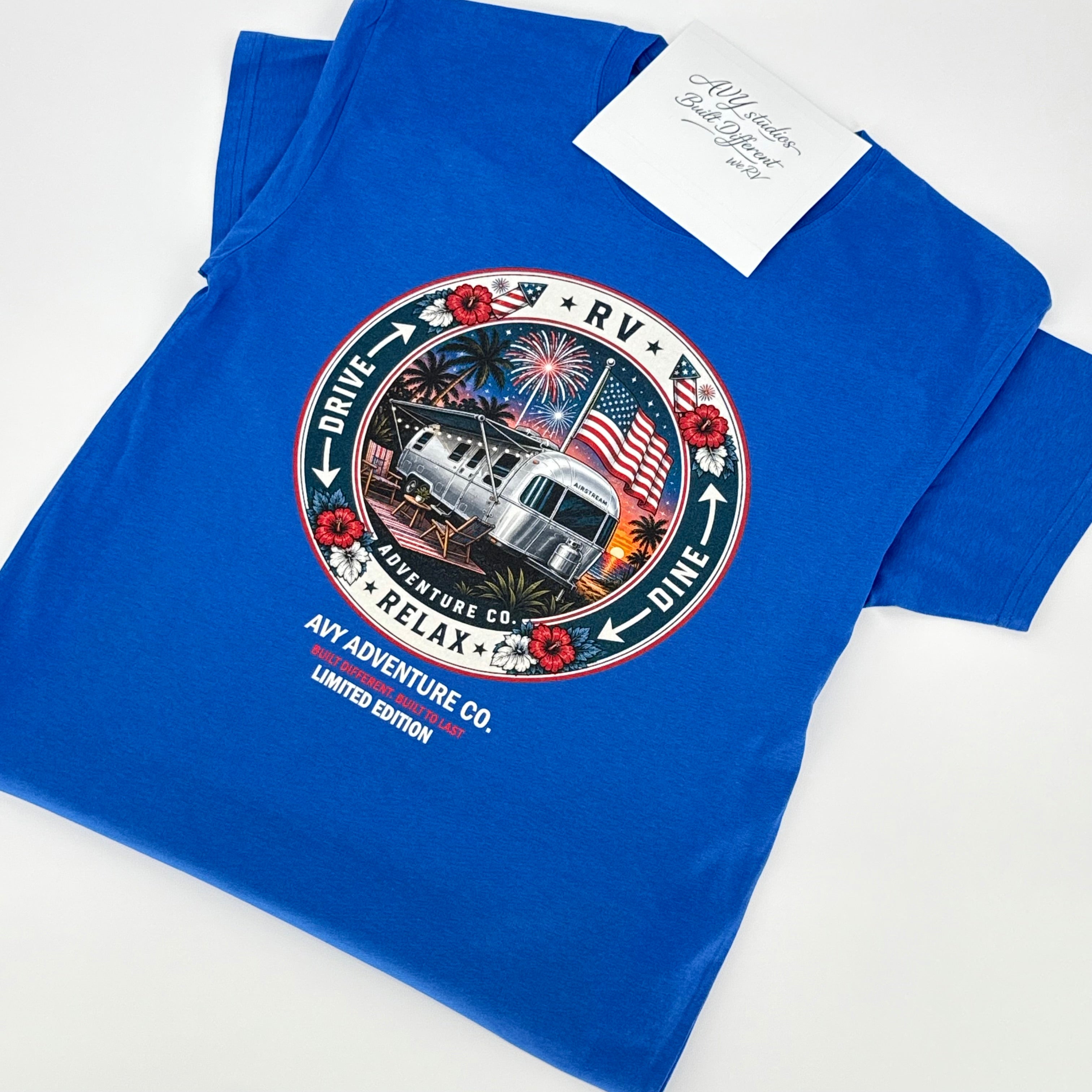 AVY Adventure Co. 4th of July Airstream RV Tee - Blue
