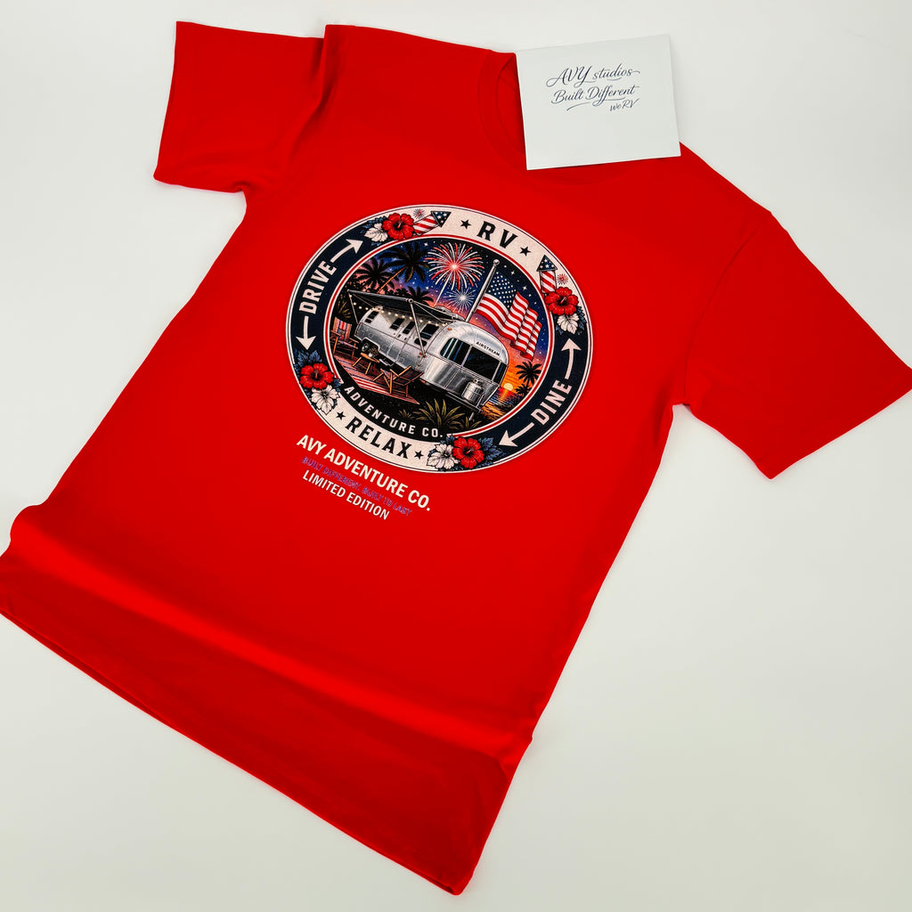 AVY Adventure Co. 4th of July Airstream RV Tee - Red