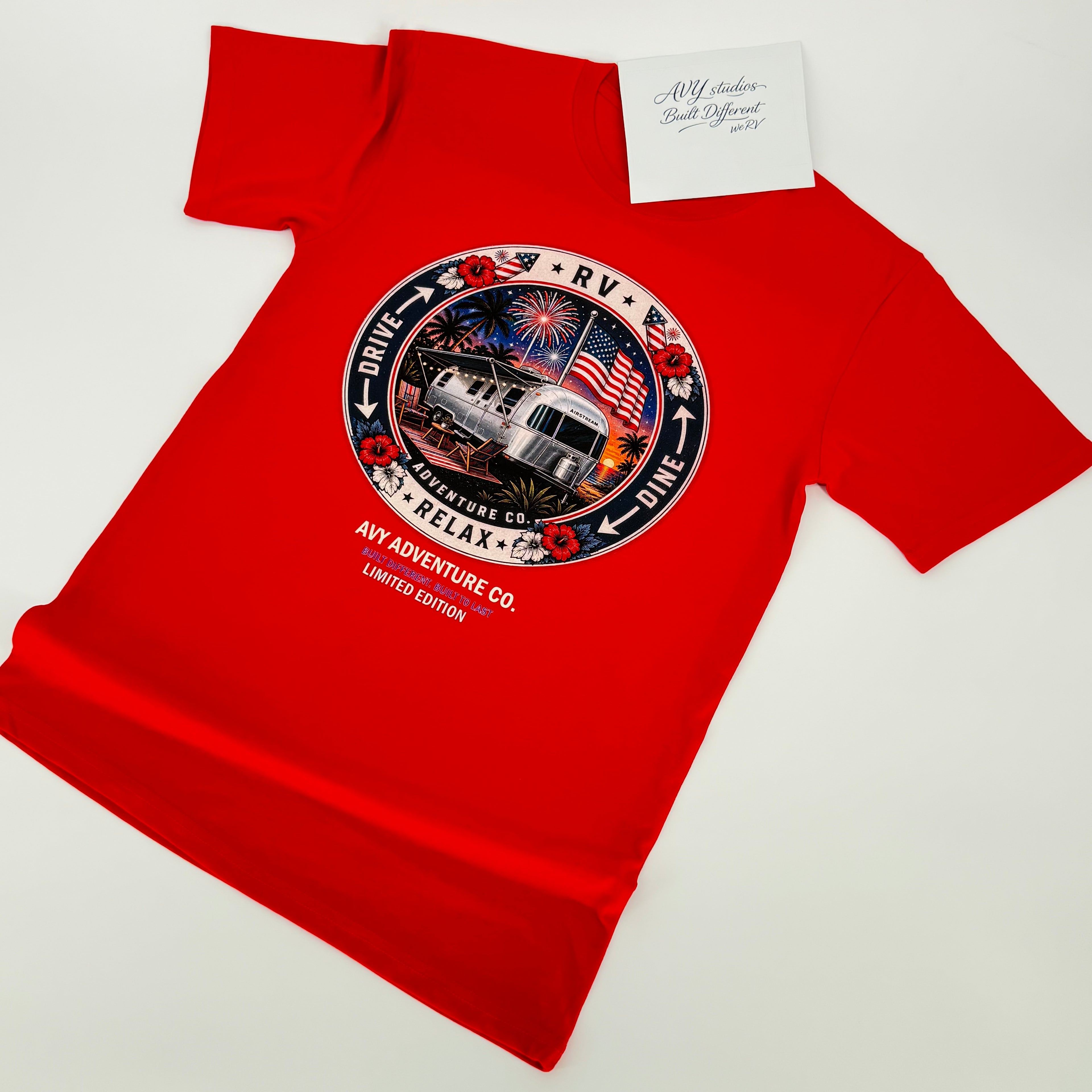 AVY Adventure Co. 4th of July Airstream RV Tee - Red