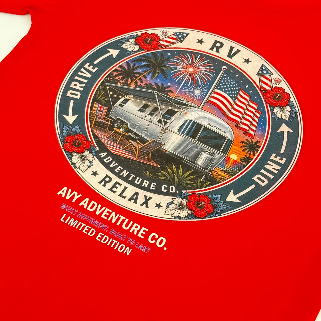 AVY Adventure Co. 4th of July Airstream RV Tee - Red