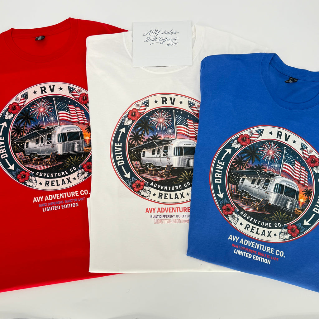 AVY Adventure Co. 4th of July Airstream RV Tee - Red