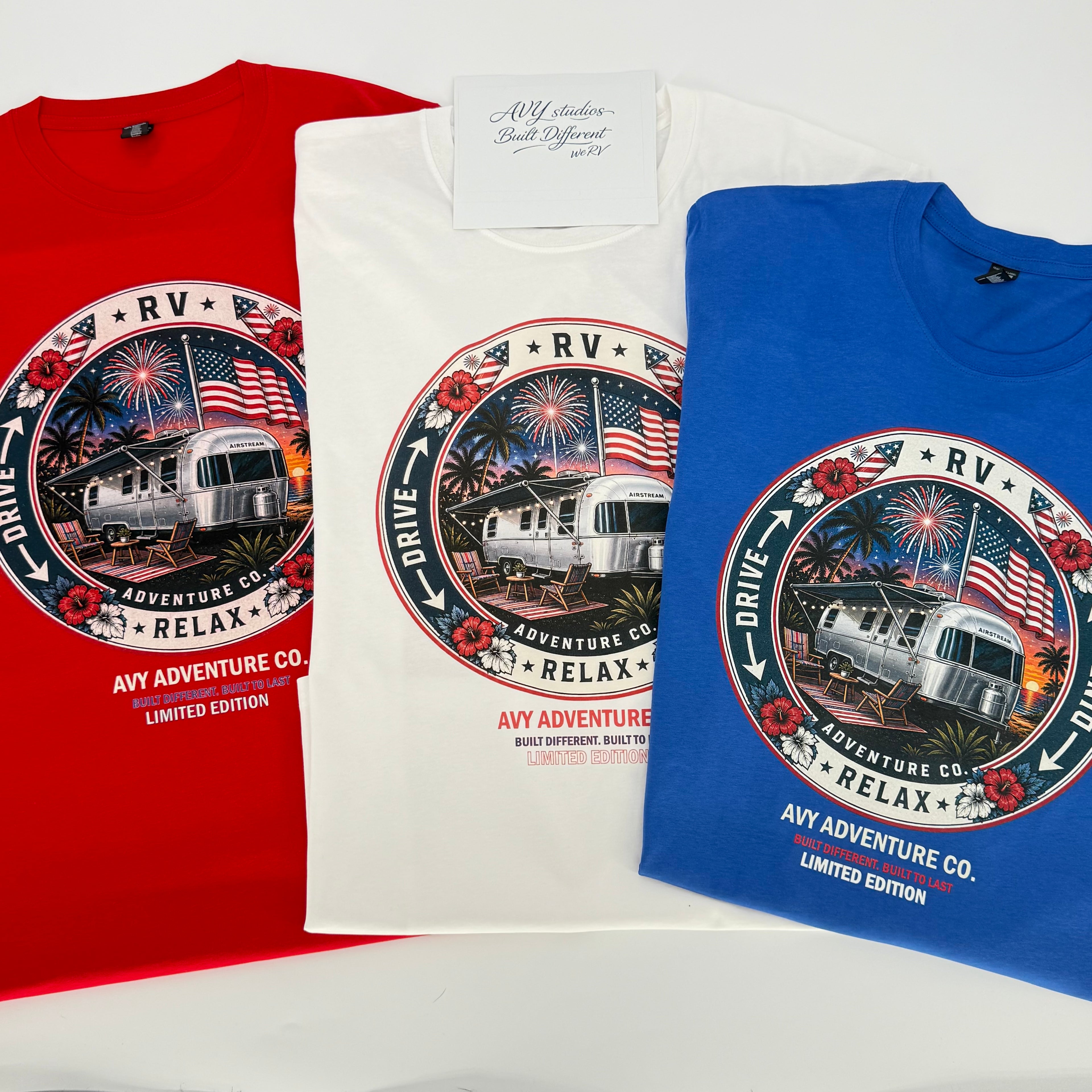 AVY Adventure Co. 4th of July Airstream RV Tee - Blue