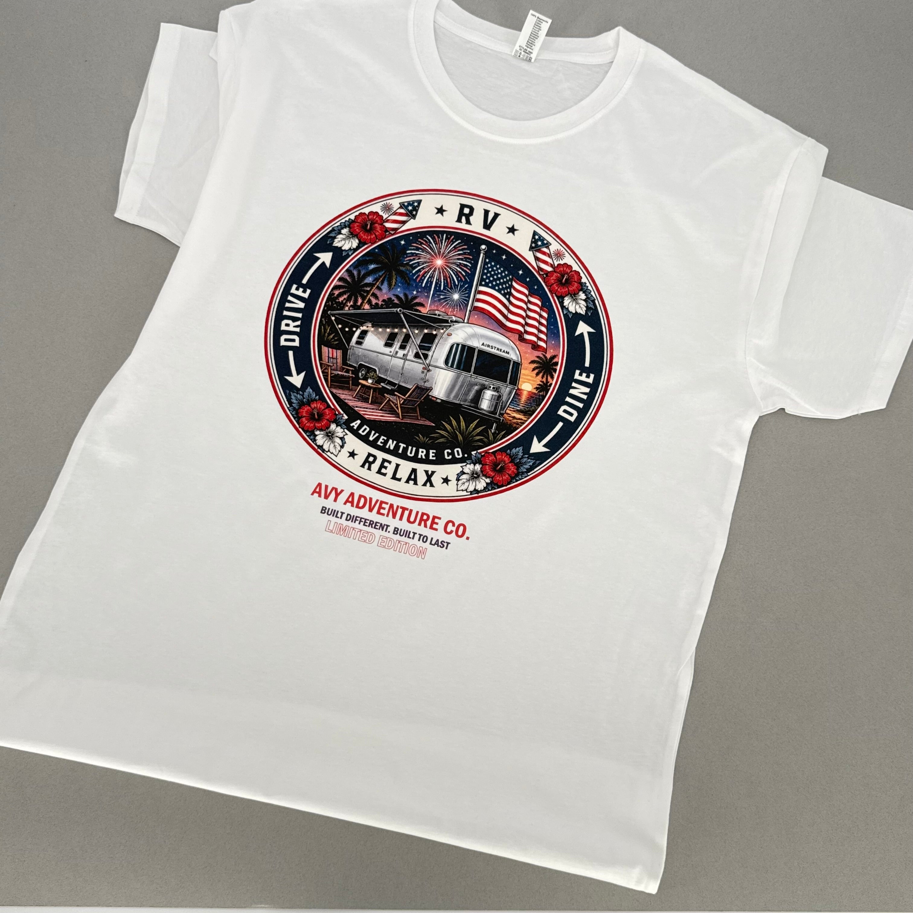 AVY Adventure Co. 4th of July Airstream RV Tee - White