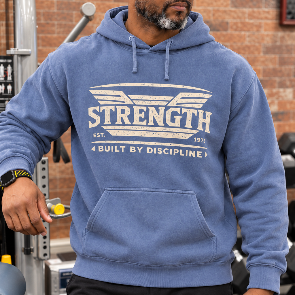 AVY Strength Co. Built by Discipline Hoodie | Blue Jean