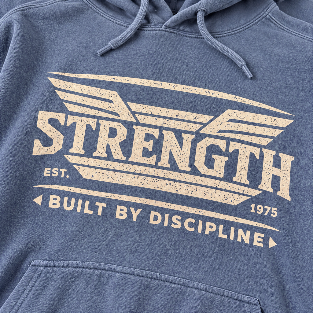AVY Strength Co. Built by Discipline Hoodie | Blue Jean