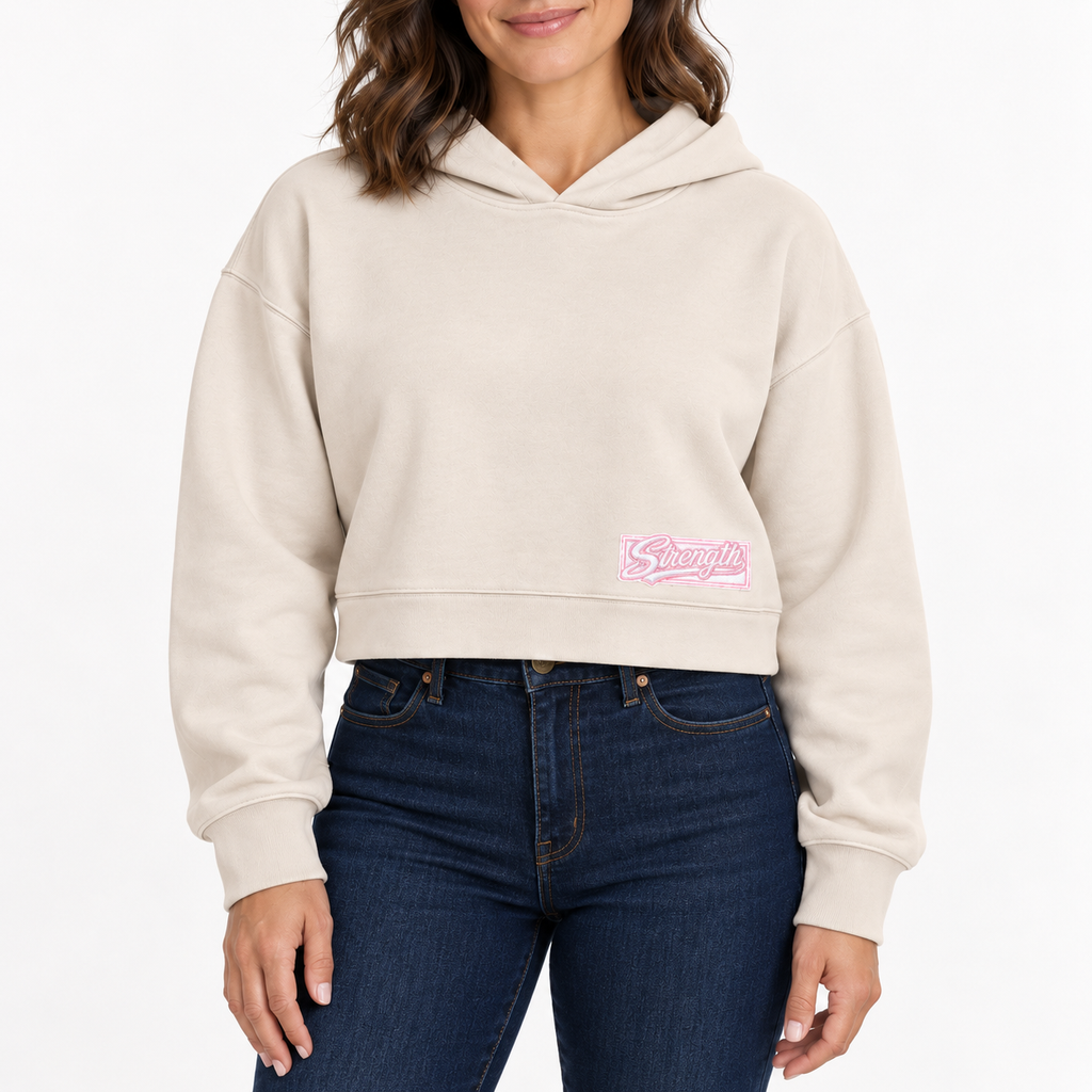 AVY Strength Co. Women’s Embroidered Crop Hoodie | Bone