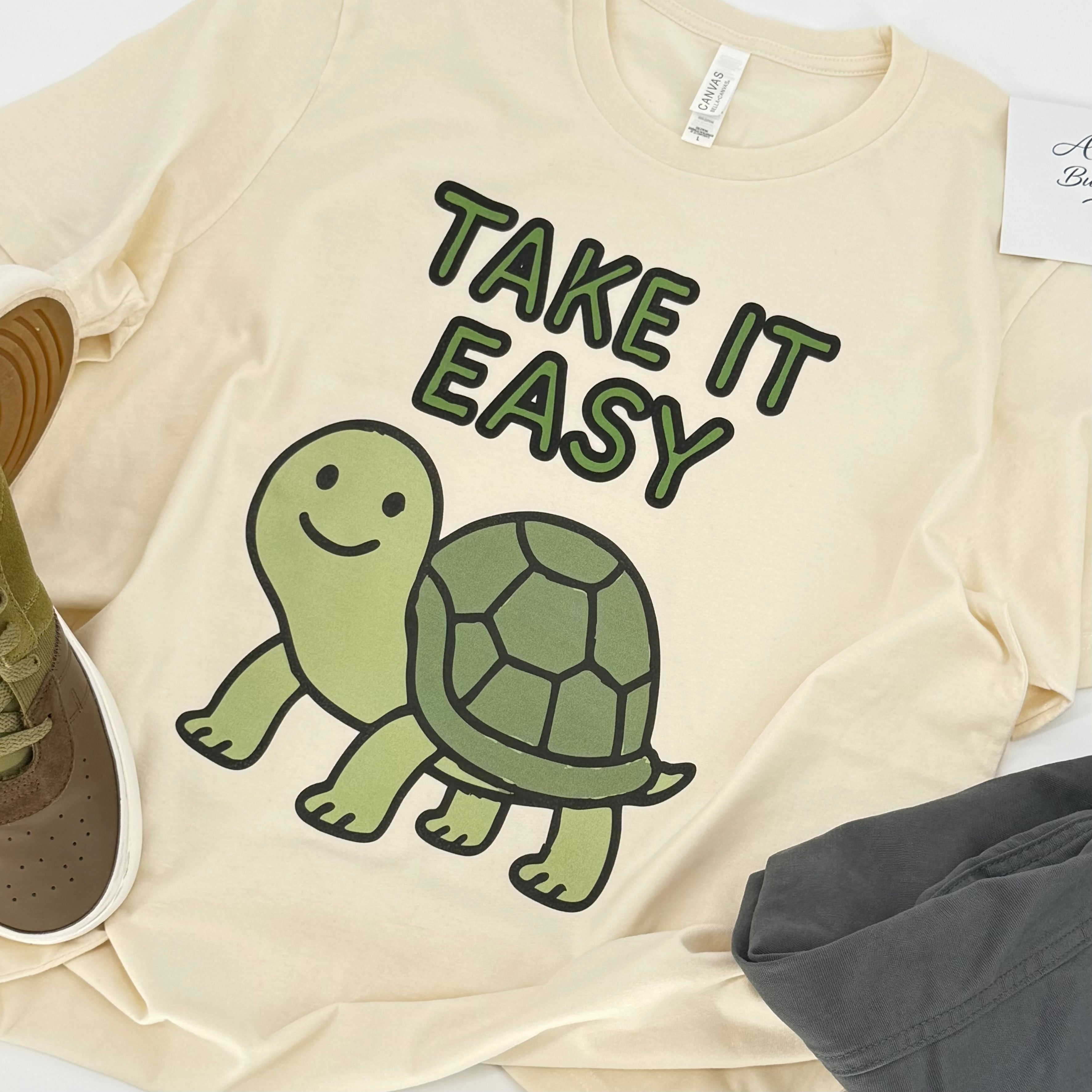 Take It Easy Turtle T-Shirt – Relaxed Coastal Graphic Tee