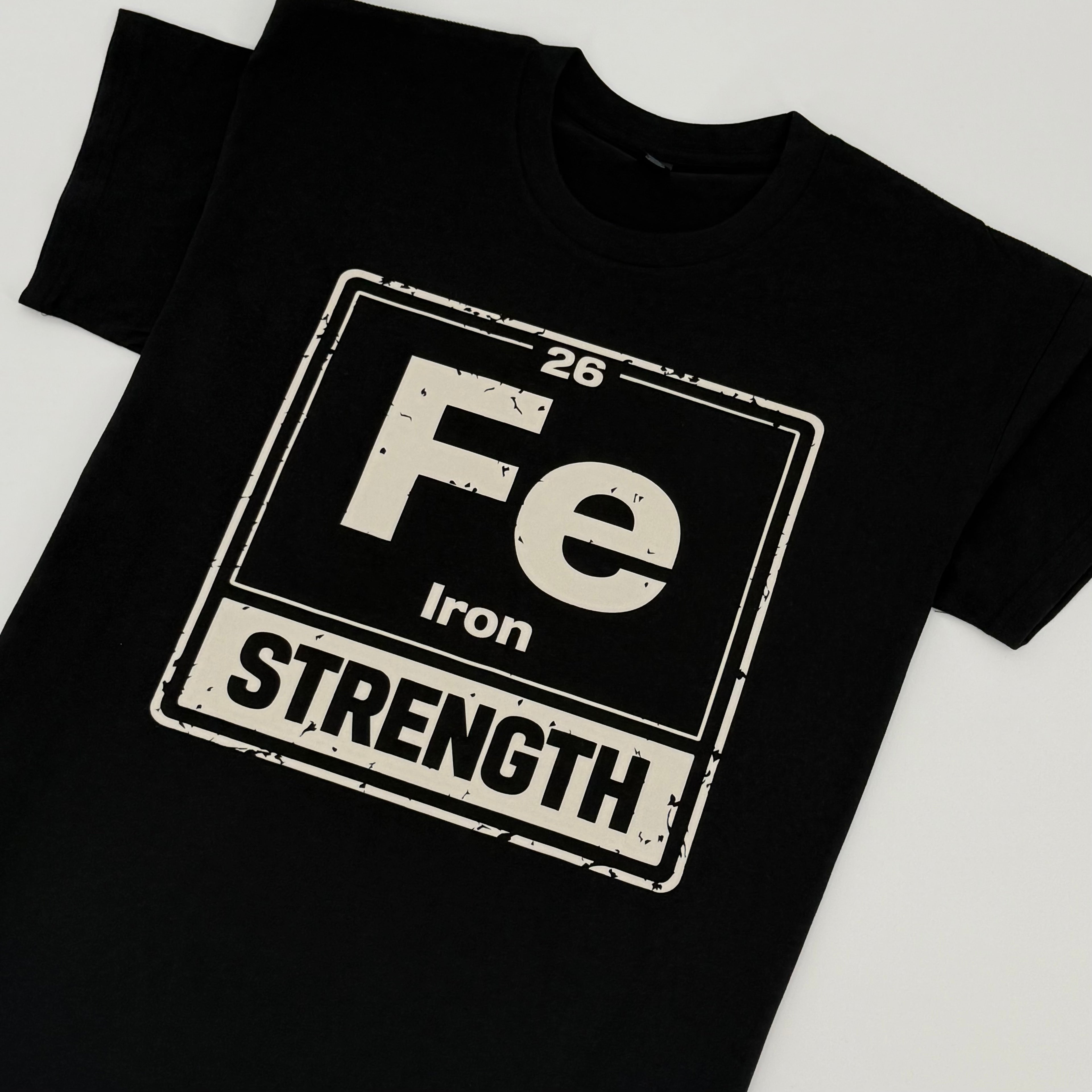 Premium Fe Strength Vintage T-Shirt – Built Different Gym Shirt | Black & Bone