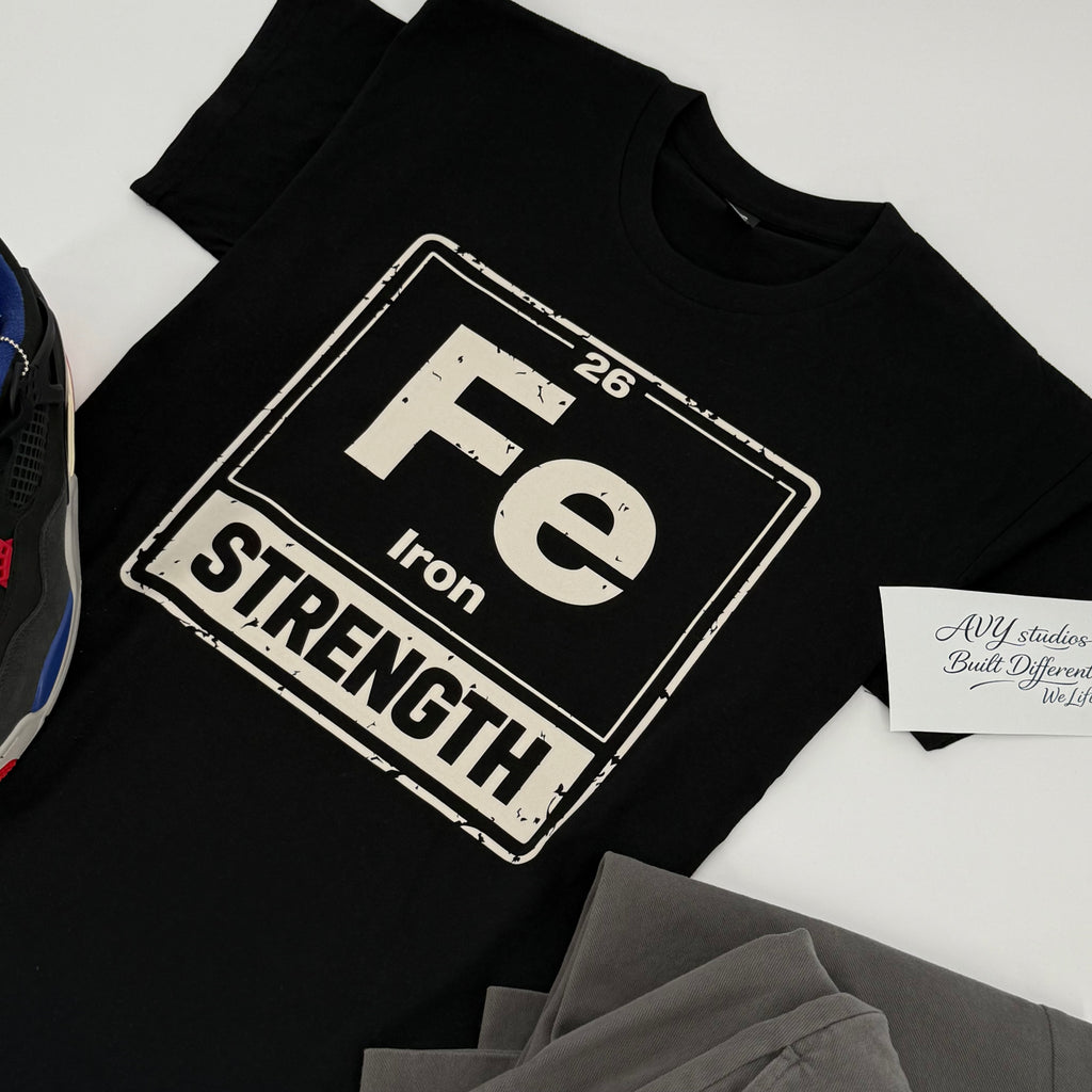 Premium Fe Strength Vintage T-Shirt – Built Different Gym Shirt | Black & Bone