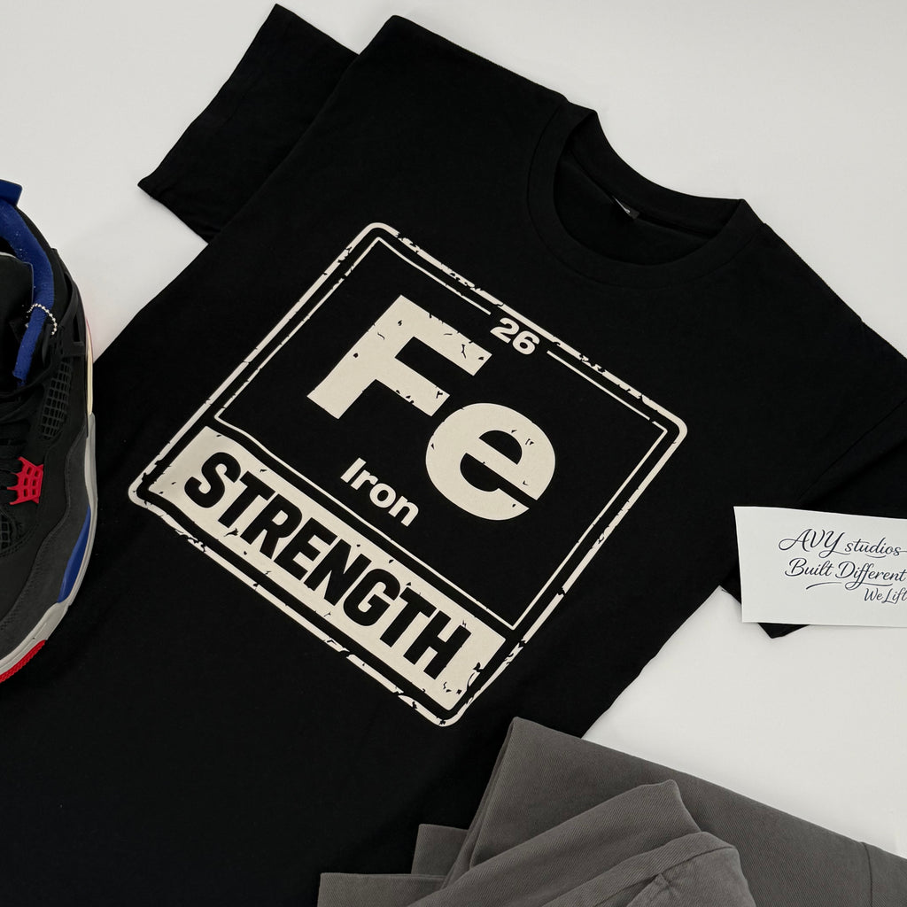 Premium Fe Strength Vintage T-Shirt – Built Different Gym Shirt | Black & Bone