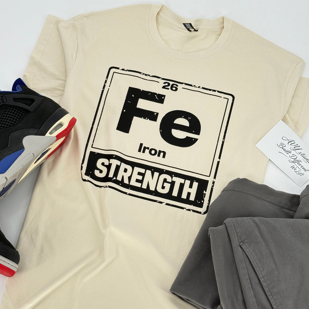 Premium Fe Strength Vintage T-Shirt – Built Different Gym Shirt | Black & Bone