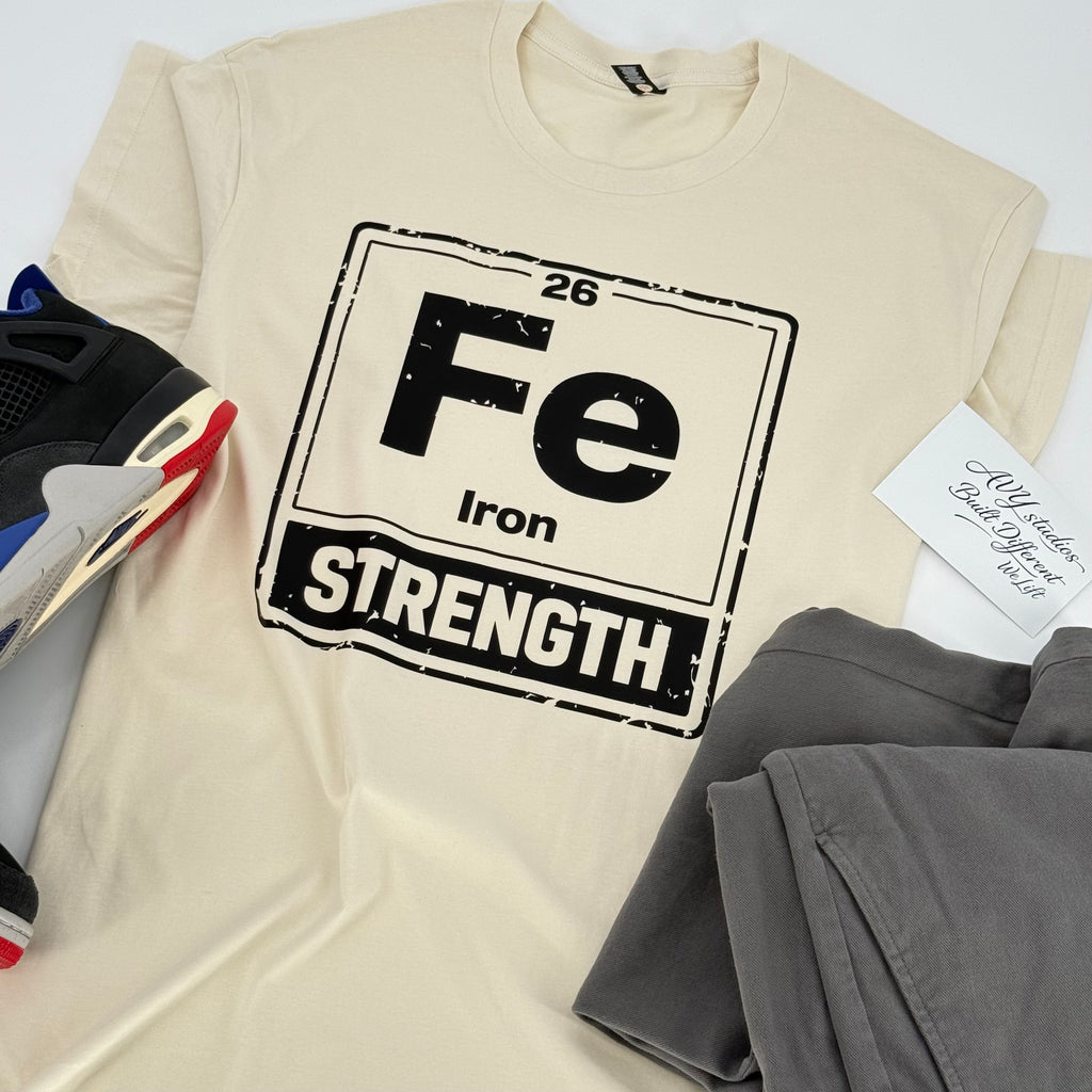 Premium Fe Strength Vintage T-Shirt – Built Different Gym Shirt | Black & Bone