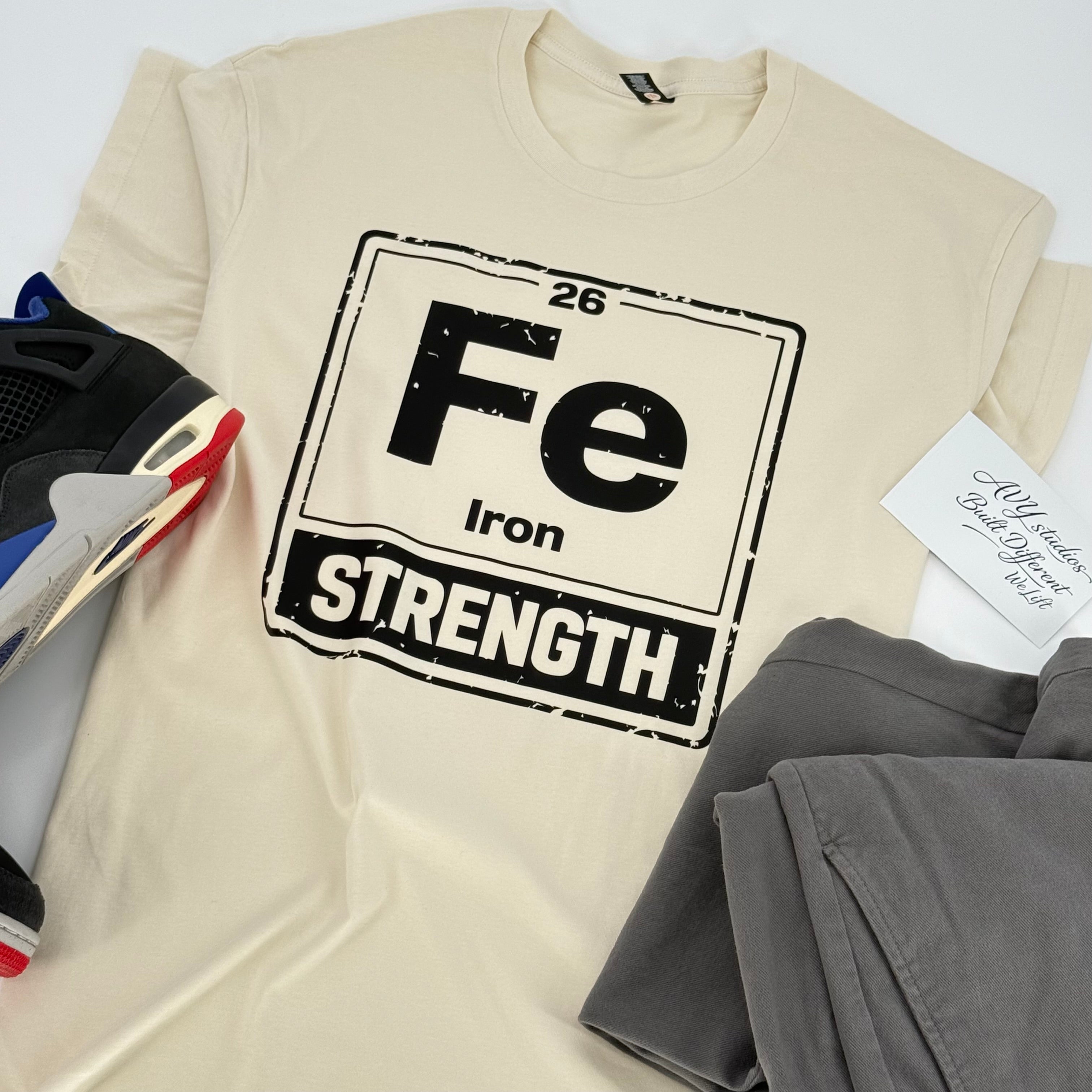 Premium Fe Strength Vintage T-Shirt – Built Different Gym Shirt | Black & Bone
