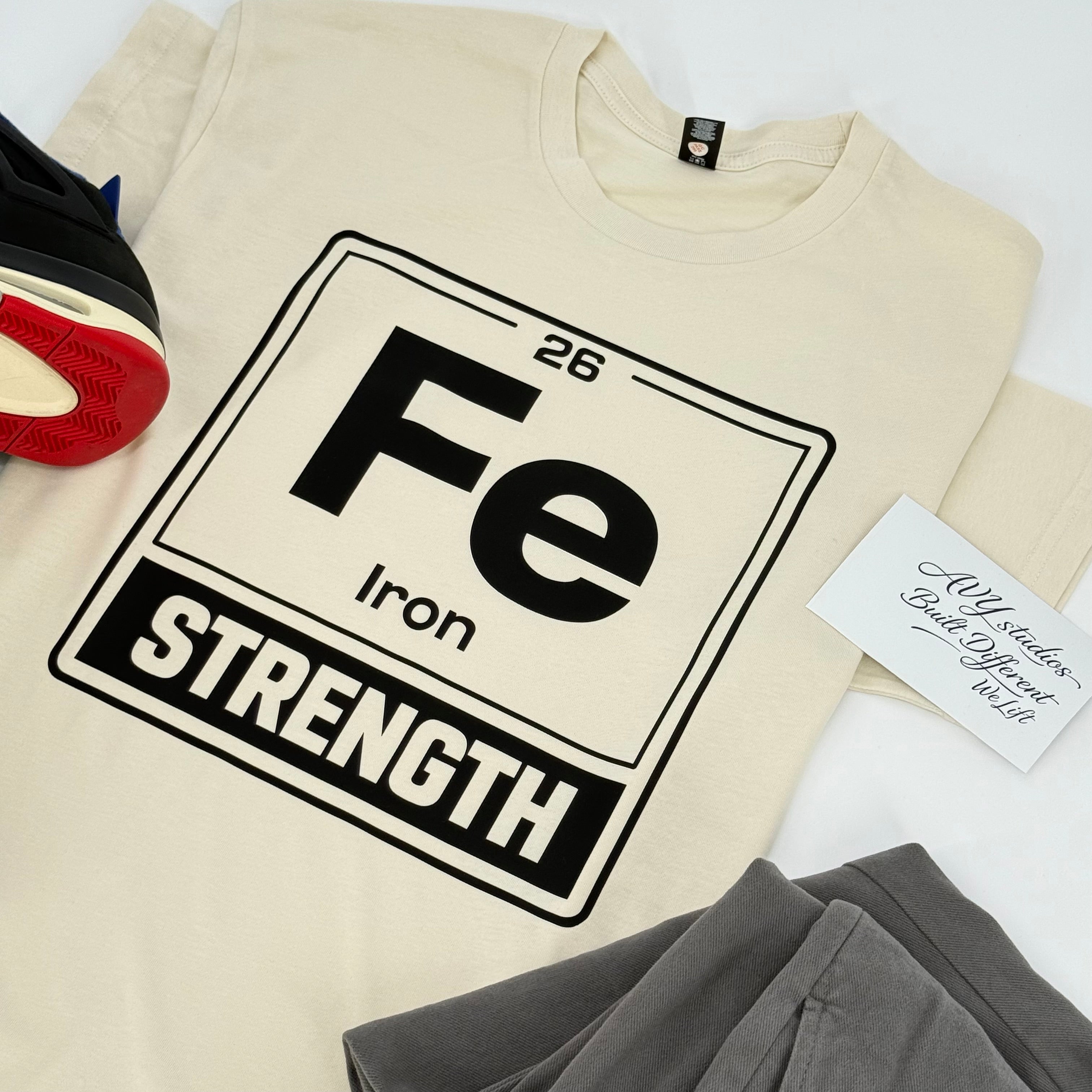 Premium Fe Strength T-Shirt – Built Different Gym Shirt | Black & Bone