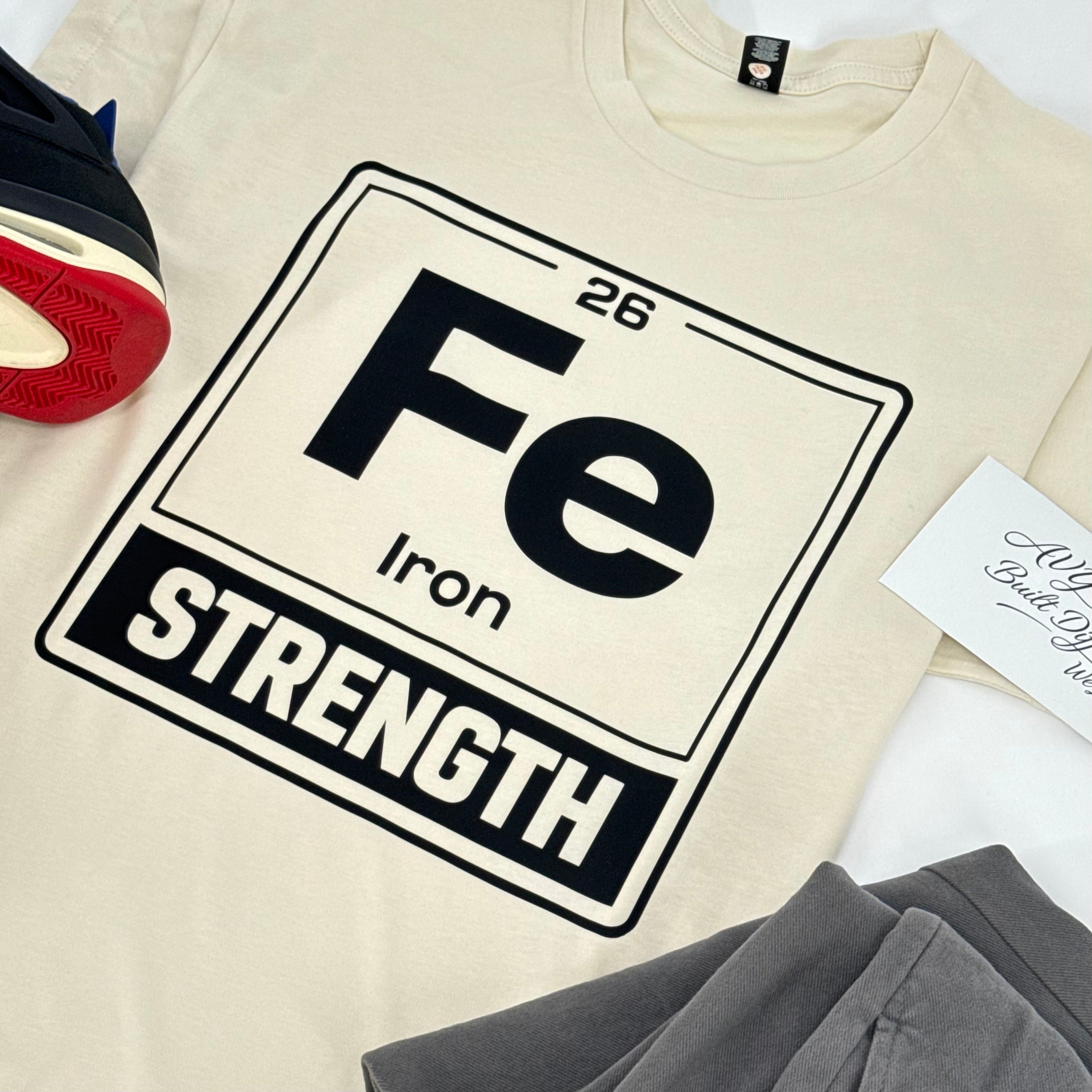 Premium Fe Strength T-Shirt – Built Different Gym Shirt | Black & Bone