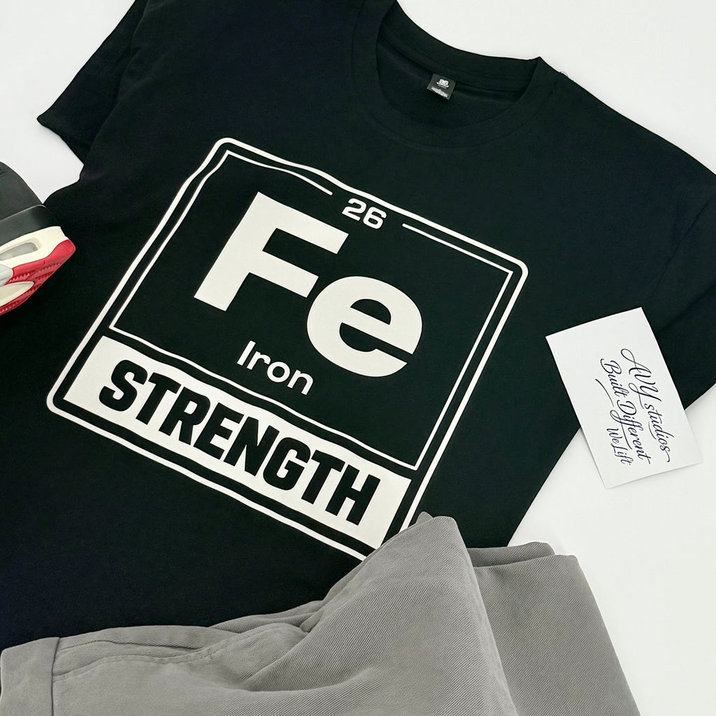 Premium Fe Strength T-Shirt – Built Different Gym Shirt | Black & Bone
