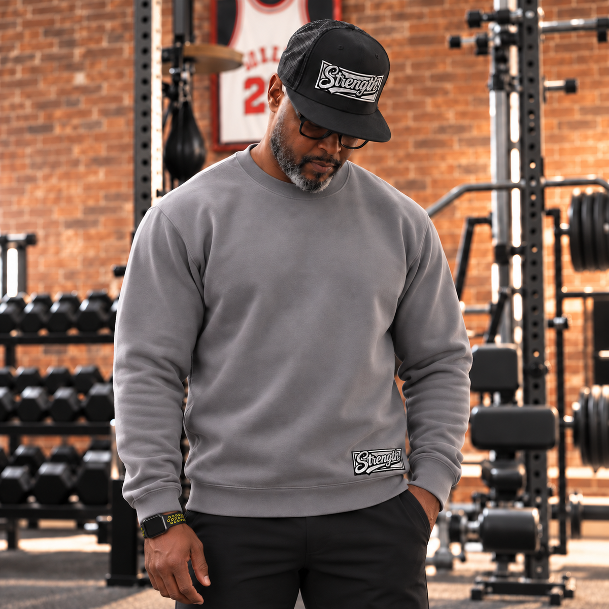 AVY Strength Co. Men's Embroidered Crewneck Sweatshirt | Gravel