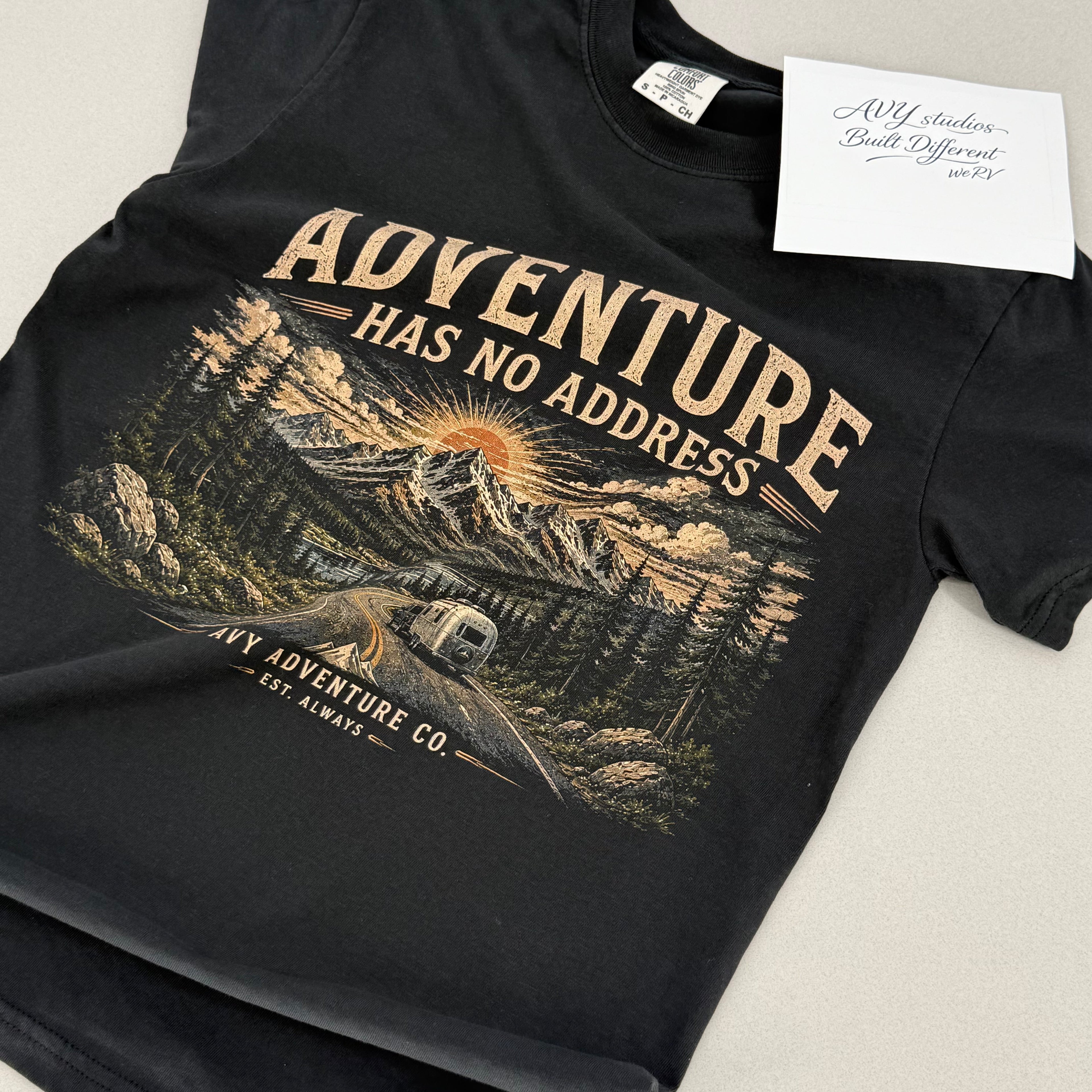 Adventure Has No Address – Premium Outdoor Adventure Tee